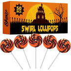 Halloween Orange and Black Swirl Lollipops, 50 Pack, Bulk