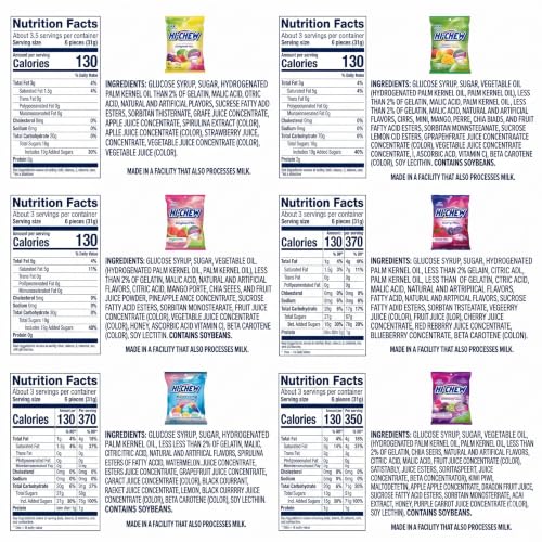 HI-CHEW Variety Mix, Pack of 6 Bags - 17 Flavor Assort Sweet and Sour Chewy Candy, Unique Fun Soft - Immensely Juicy Fruity Candy Flavors - Individually Wrapped Halloween Candy