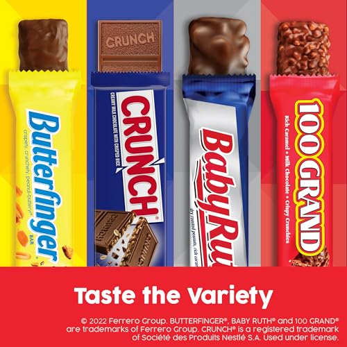 Assorted Butterfinger, CRUNCH, Baby Ruth, 100 Grand Candy Bars 28 Ct, 48 Oz