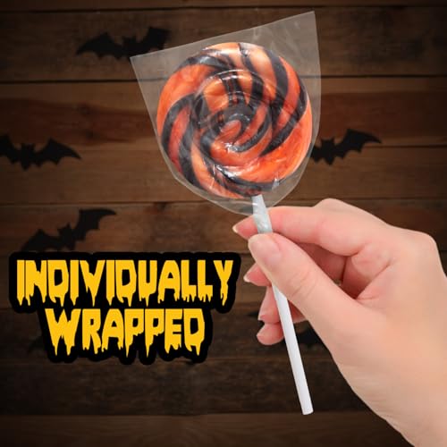 Halloween Orange and Black Swirl Lollipops, 50 Pack, Bulk