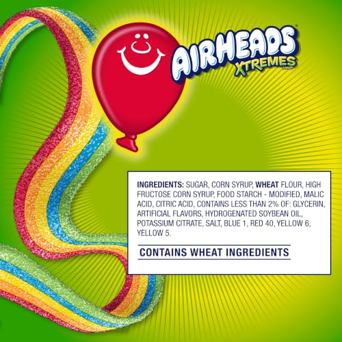Airheads Xtremes Belts Candy, Rainbow Berry, 3 Ounces (12-Pack)