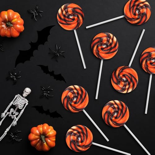 Halloween Orange and Black Swirl Lollipops, 50 Pack, Bulk