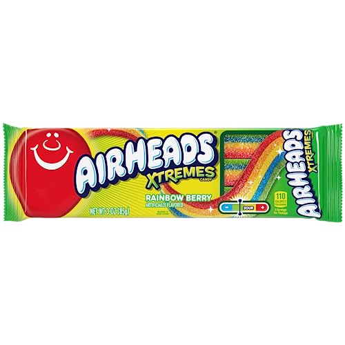 Airheads Xtremes Belts Candy, Rainbow Berry, 3 Ounces (12-Pack)