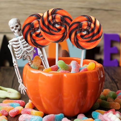 Halloween Orange and Black Swirl Lollipops, 50 Pack, Bulk