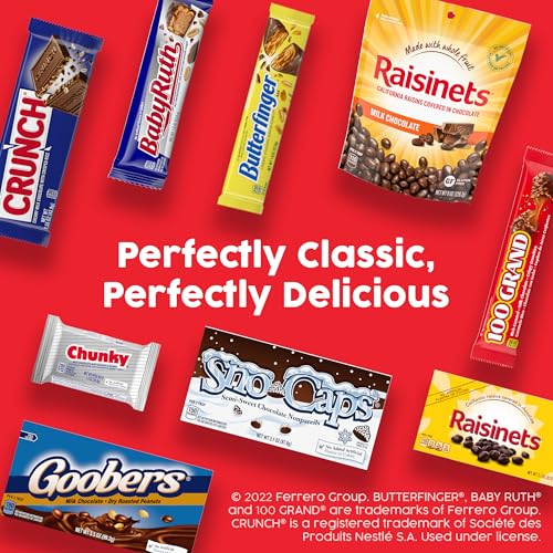 Assorted Butterfinger, CRUNCH, Baby Ruth, 100 Grand Candy Bars 28 Ct, 48 Oz