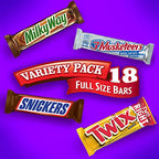 SNICKERS, TWIX, 3 MUSKETEERS, MILKY WAY Full Size Back to School Chocolate Bar Variety Pack, 18 ct Bulk Candy Box