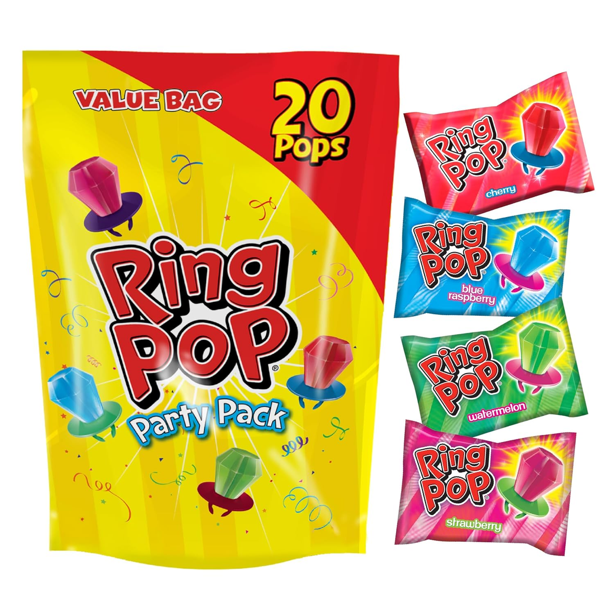 Ring Pop Halloween Candy Lollipops, 100 Count, Bulk Party Favors