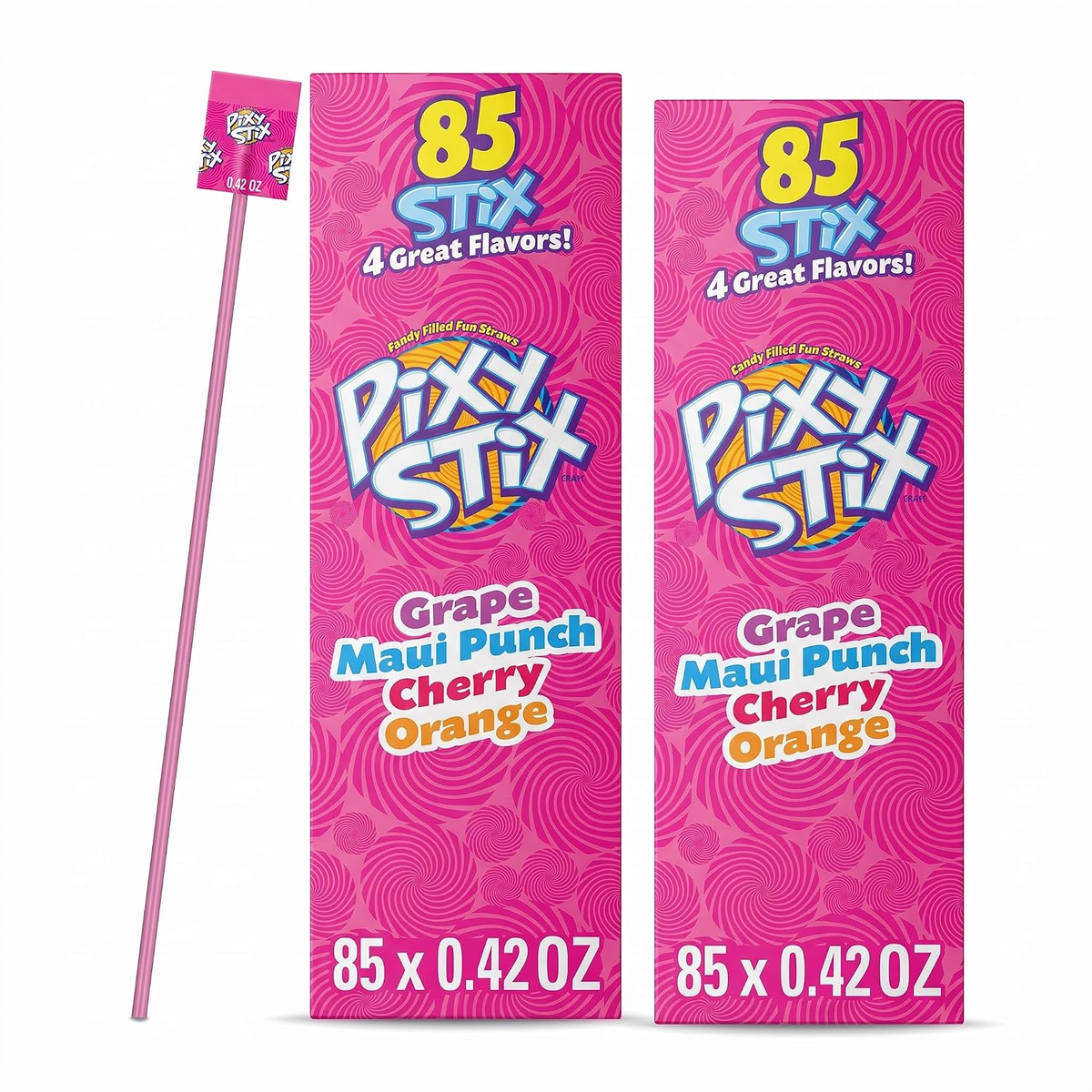 Pixy Stix Sour Candy Powder Straws, Fruit Flavor Mix, 35.7 oz, 85 Ct