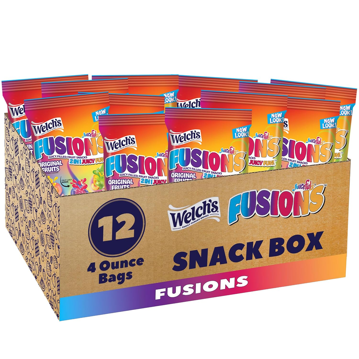 Welch's Fruit Snacks Fusions, Original Fruits, 0.8 oz, 50 Ct